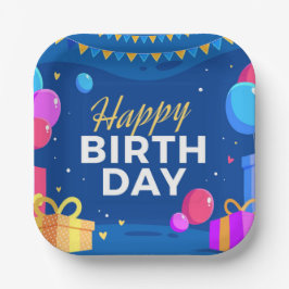 Prato De Papel Feliz aniversário