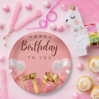 Prato De Papel Feliz aniversário