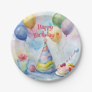 Prato De Papel Feliz aniversário