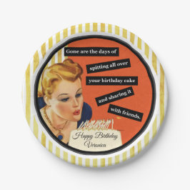 Prato De Papel Feliz Aniversário A Explodir Velas Vintage Engraça