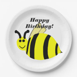 Prato De Papel Feliz Aniversário Abelha Bumble Amarela