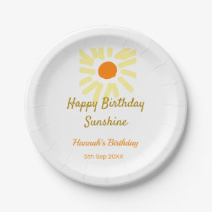 Prato De Papel Feliz aniversário amarelo laranja aniversário boh