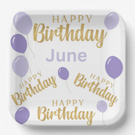 Prato De Papel Feliz aniversário aniversários de junho Papelão