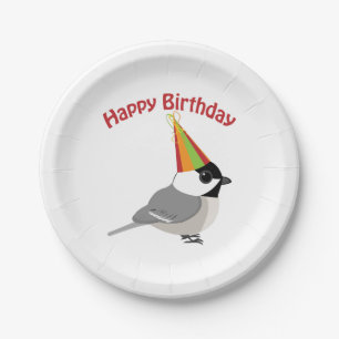 Prato De Papel Feliz Aniversário Chickadee