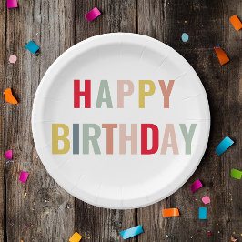 Prato De Papel Feliz Aniversário Colorido