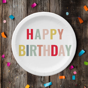 Prato De Papel Feliz Aniversário Colorido