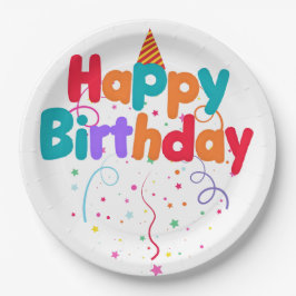 Prato De Papel Feliz aniversário Confetti