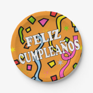 Prato De Papel Feliz Aniversário Cumpleanos Feliz em Espanhol