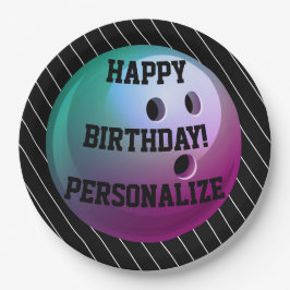 Prato De Papel Feliz aniversário da Bola de boliche personalizada