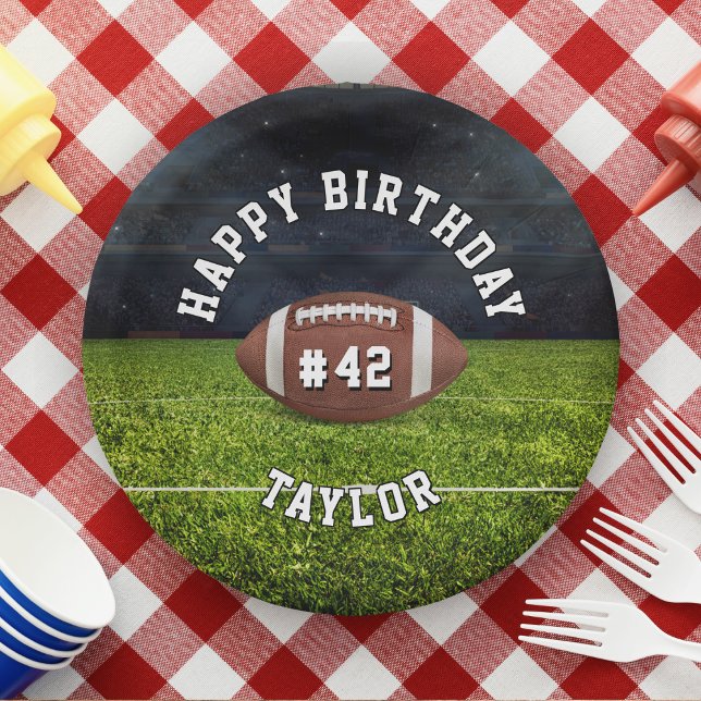Prato De Papel Feliz Aniversário da Equipe de Futebol (American football birthday paper plates)