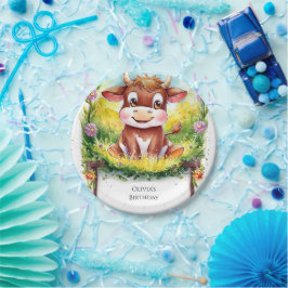 Prato De Papel Feliz aniversário da vaca mágica