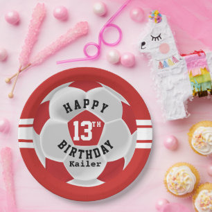 Prato De Papel Feliz aniversário de 00 anos - Bola Vermelha