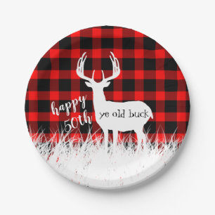 Prato De Papel Feliz aniversário de 50 anos, velho Buck Buffalo P