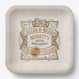 Prato De Papel Feliz Aniversário de Cervejas