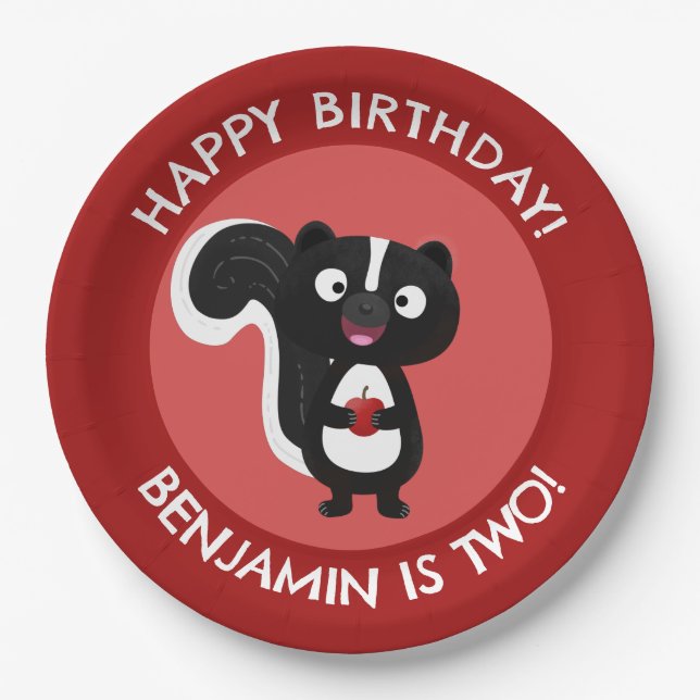 Prato De Papel Feliz aniversário de desenho personalizado (Frente)