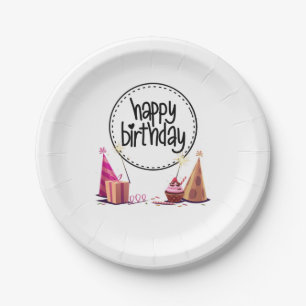 Prato De Papel Feliz aniversário de folhetos