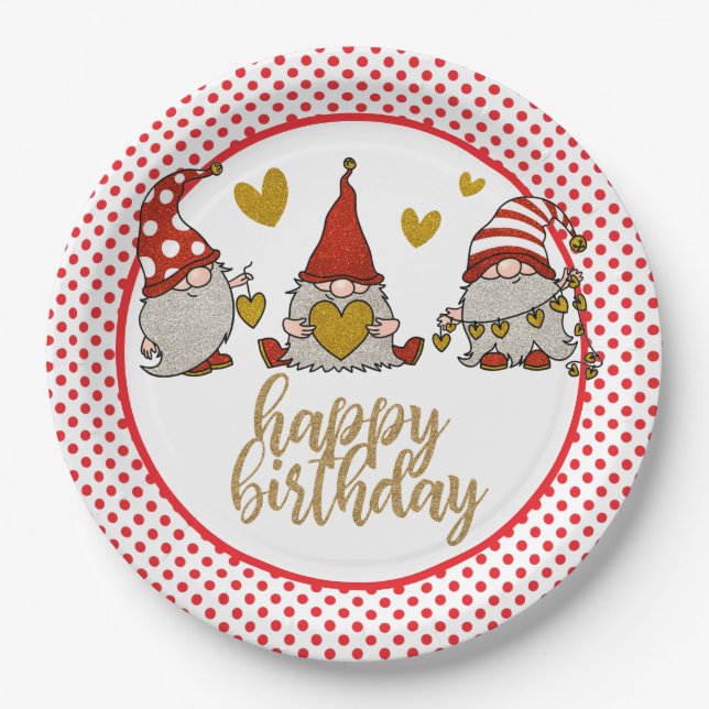 Prato De Papel Feliz Aniversário de Papel Gomes Plate (Frente)