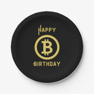 Prato De Papel Feliz Aniversário: Douradas Pratas de Papel Bitmon