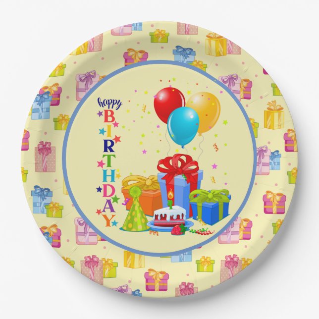 Prato De Papel Feliz Aniversário Infantil (Frente)