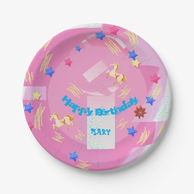 Prato De Papel Feliz aniversário Mary (nome da mudança) (Frente)