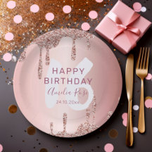Feliz Aniversário Moderno em Dourado Rosa Brilhant
