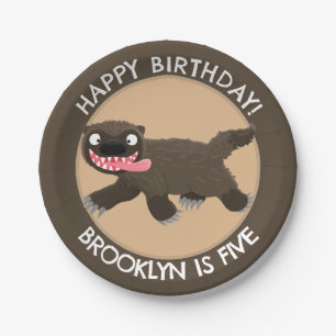 Prato De Papel Feliz aniversário personalizado do lobo faminto