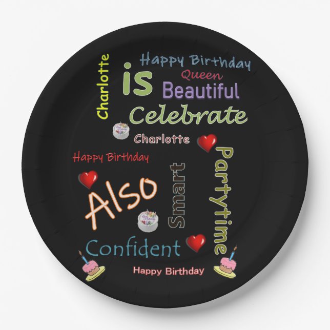 Prato De Papel Feliz Aniversário Planta Charlotte (Frente)