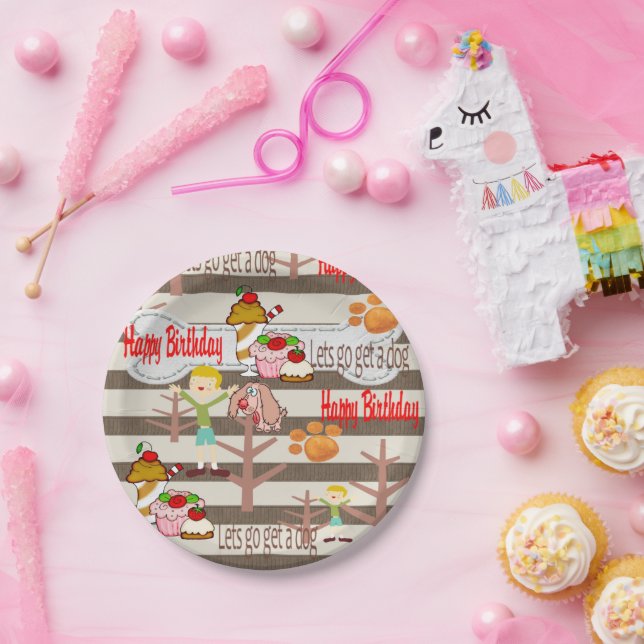 Prato De Papel Feliz Aniversário Plates deseja um cachorro (Festa)