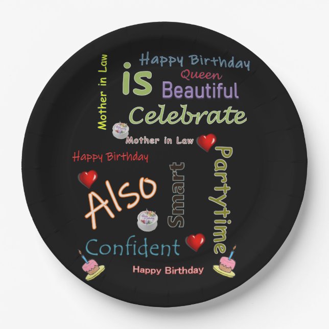 Prato De Papel Feliz Aniversário Põe a Mãe em Direito (Frente)