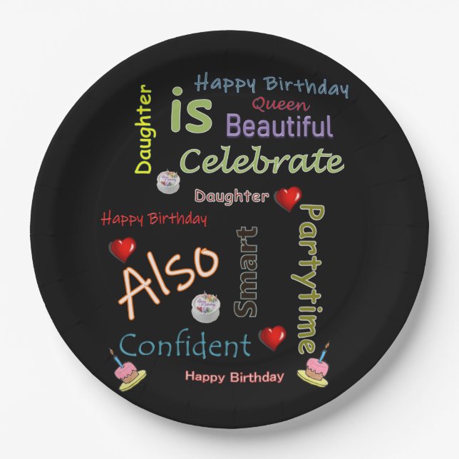 Prato De Papel Feliz Aniversário Põe Filha (Frente)