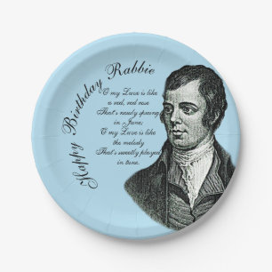 Prato De Papel Feliz aniversário Rabbie - Robert Burns Small 7"