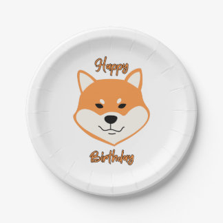 Prato De Papel Feliz aniversário Shiba Inu - Placas originais de