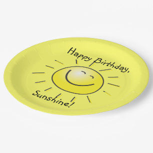 Prato De Papel Feliz aniversário, Sunshine!