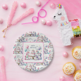 Prato De Papel Feliz Aniversário Tema Unicórnio