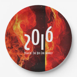 Prato De Papel Feliz ano novo 2016 Ano do Macaco-Fogo Vermelho