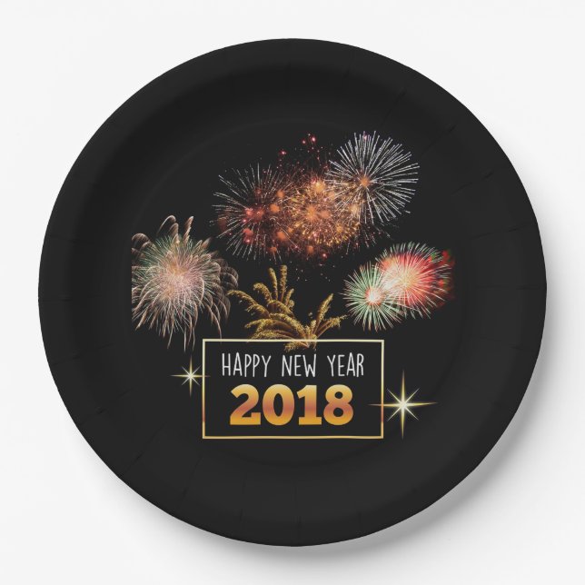 Prato De Papel Feliz ano novo 2018 (Frente)