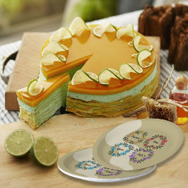 PRATO DE PAPEL FELIZ ANO NOVO 20XX PERSONALIZADO E FLOWERS WREATH