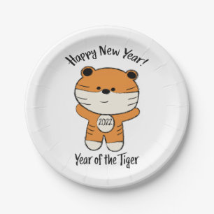 Prato De Papel Feliz ano novo Adorável 2022 Ano do Tigre