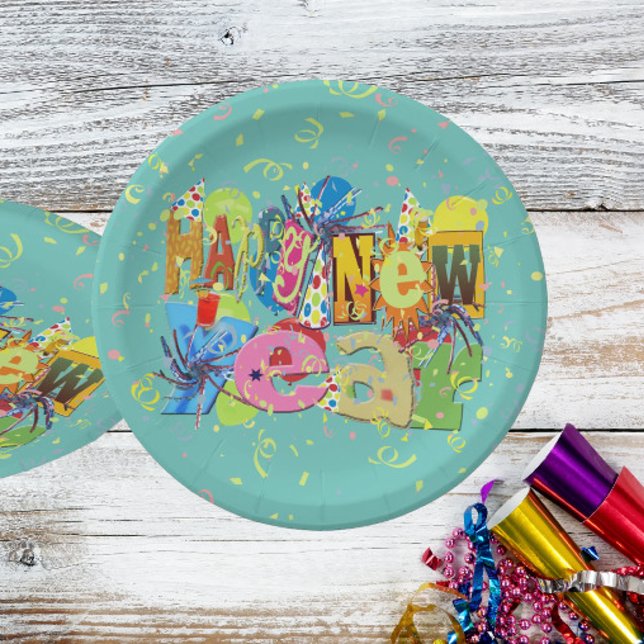 Prato De Papel Feliz ano novo festivo (Criador carregado)
