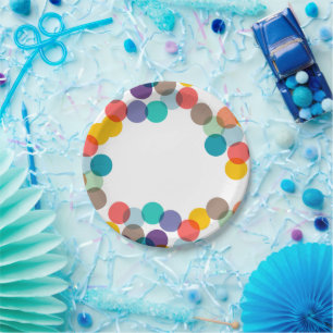 Prato De Papel feliz ano novo - Pontos de Confetti Coloridos e Di