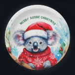 Prato De Papel Feliz Aussie Christmas Koala<br><div class="desc">Um Natal Aussie muito Feliz com este coala fofo Este coala peludo é um nativo da Austrália que eles são facilmente reconhecíveis pelo seu corpo escondido e cabeça grande com orelhas redondas,  lisas e nariz grande e em forma de colher.</div>