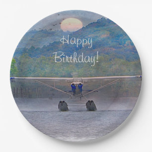 Prato De Papel Feliz Avião de Aniversário