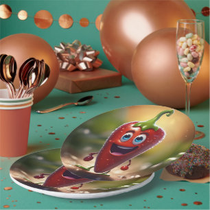 Prato De Papel Feliz Bean Chili Animado 3D,