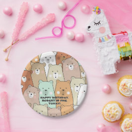 Prato De Papel Feliz Bears da Festa de Aniversário