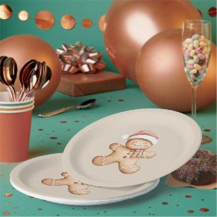Prato De Papel Feliz biscoito Gingercake com Santa Hat
