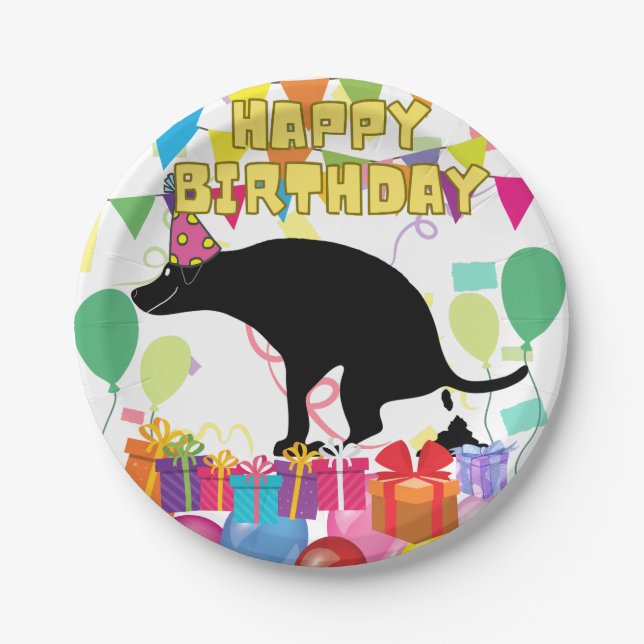 Prato De Papel Feliz Cachorro de Aniversário (Frente)