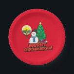 Prato De Papel Feliz Chrismukkah com Snowman e Menorah<br><div class="desc">É um verdadeiro Chrismukkah para 2019! O Natal e Chanucá caem na mesma semana!Adicione estas placas de papel interconfessionais (Hanukkah e Natal) às suas celebrações de Chrismukkah este ano. Se celebrarmos juntos os feriados, é um bom toque.Este é nosso design e você não o encontrará em nenhum outro lugar além...</div>
