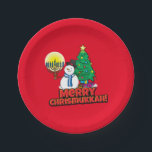 Prato De Papel Feliz Chrismukkah com Snowman e Menorah<br><div class="desc">É um verdadeiro Chrismukkah para 2019! O Natal e Chanucá caem na mesma semana!Adicione estas placas de papel interconfessionais (Hanukkah e Natal) às suas celebrações de Chrismukkah este ano. Se celebrarmos juntos os feriados, é um bom toque.Este é nosso design e você não o encontrará em nenhum outro lugar além...</div>