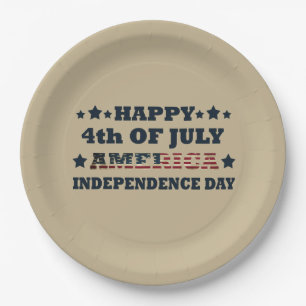 Prato De Papel Feliz dia 4 de julho da independência da América