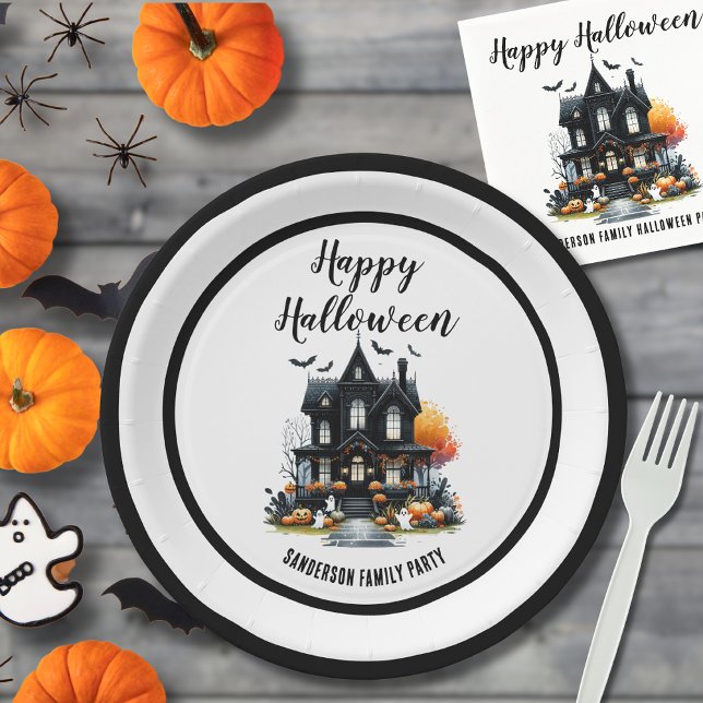 Prato De Papel Feliz Dia das Bruxas (Cute Happy Halloween Paper Plates)